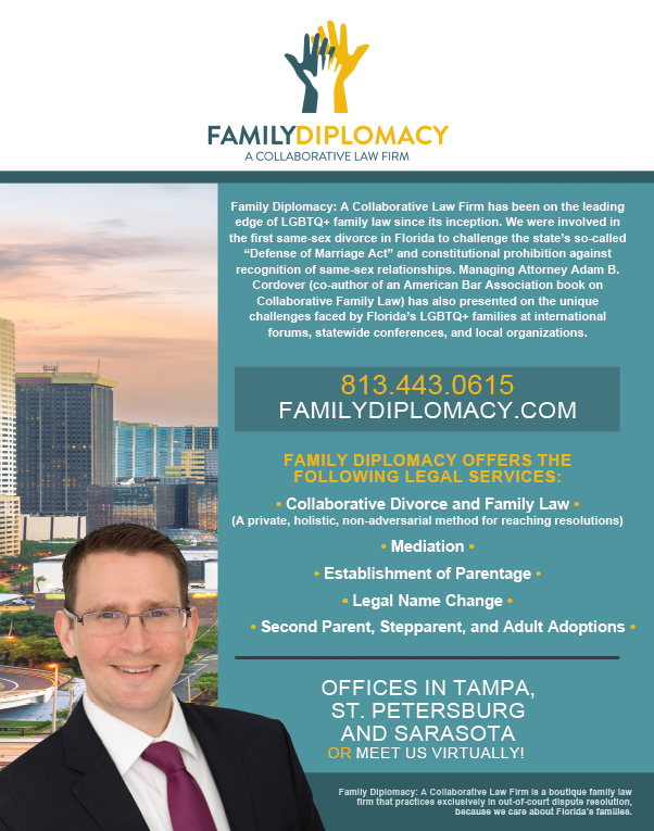 Family Diplomacy: A Collaborative Law Firm's sponsorship page for Tampa Pride