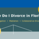 Florida divorce options graphic answering the question how to divorce and showing litigation, mediation, and Collaborative Divorce paths